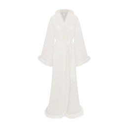 Bridal Sleep Feather Trim Long Robe