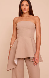 Tall Taupe Premium Tailored Asymmetric Bandeau Top