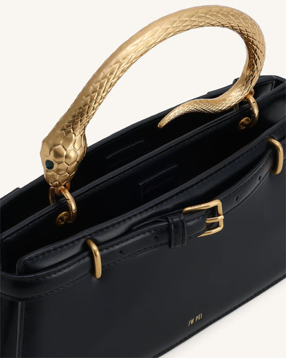 Elena Snake Handle Top Handle Bag - Matcha Green