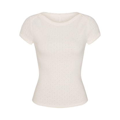 Heavy Pointelle Boatneck Tee