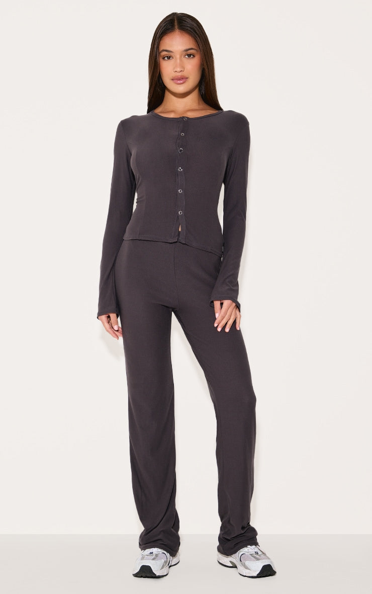 Charcoal Soft Touch Straight Leg Trousers