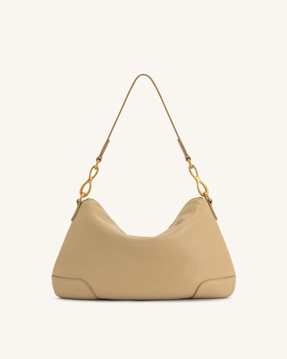 Jayla Metal Pendant Embellished Shoulder Bag - Blue Denim