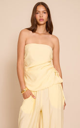 Butter Cream Woven Ruched Bandeau Top