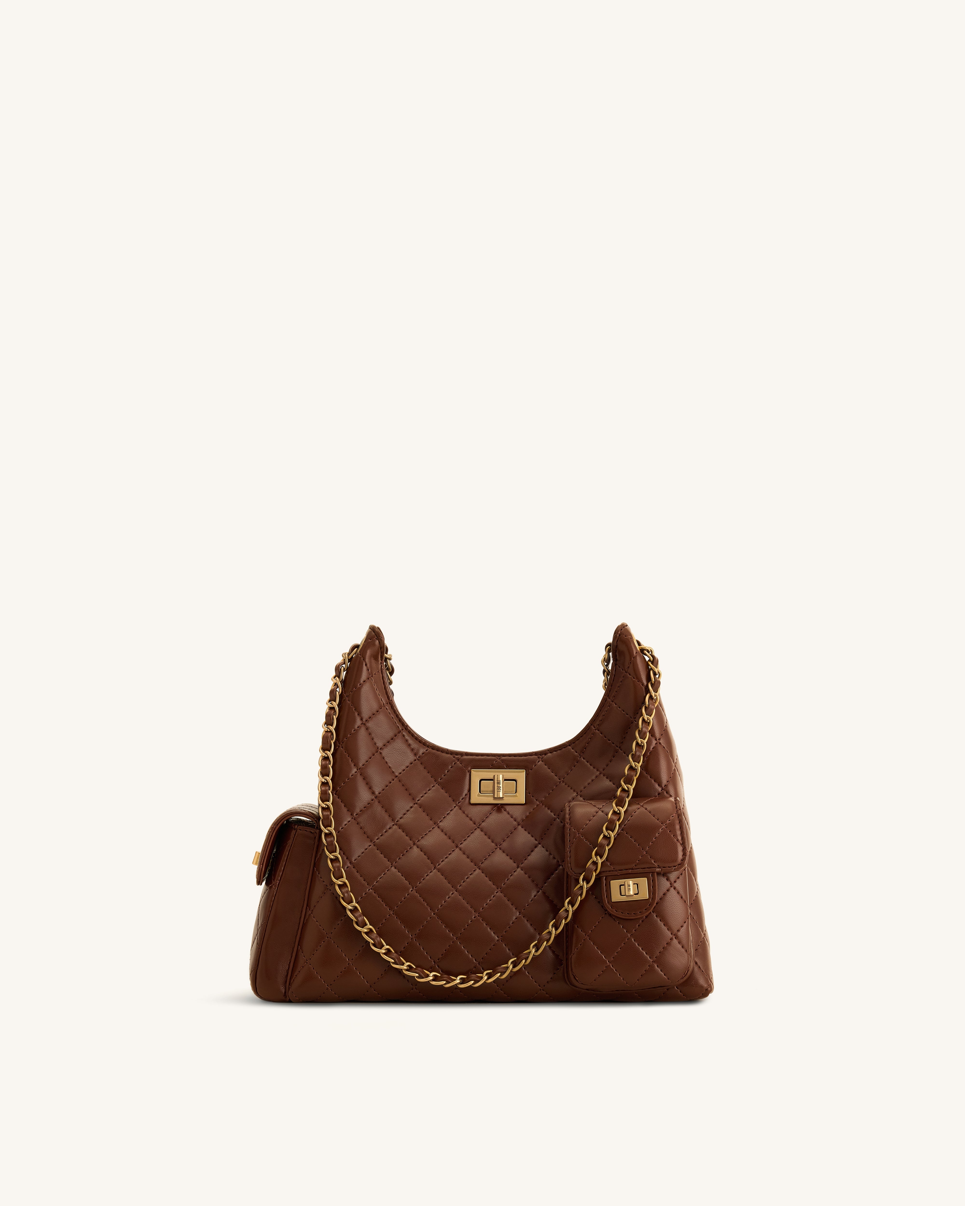 Vivian Quilted Chain Shoulder Bag - Black