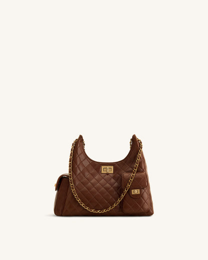 Vivian Quilted Chain Shoulder Bag - Black