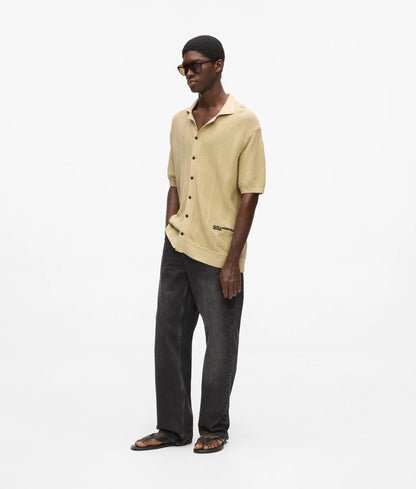 Short-sleeved knit polo shirt
