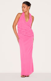 Petite Pink Mesh Maxi Skirt