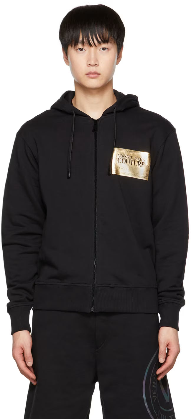 Black Graphic Print Hoodie
