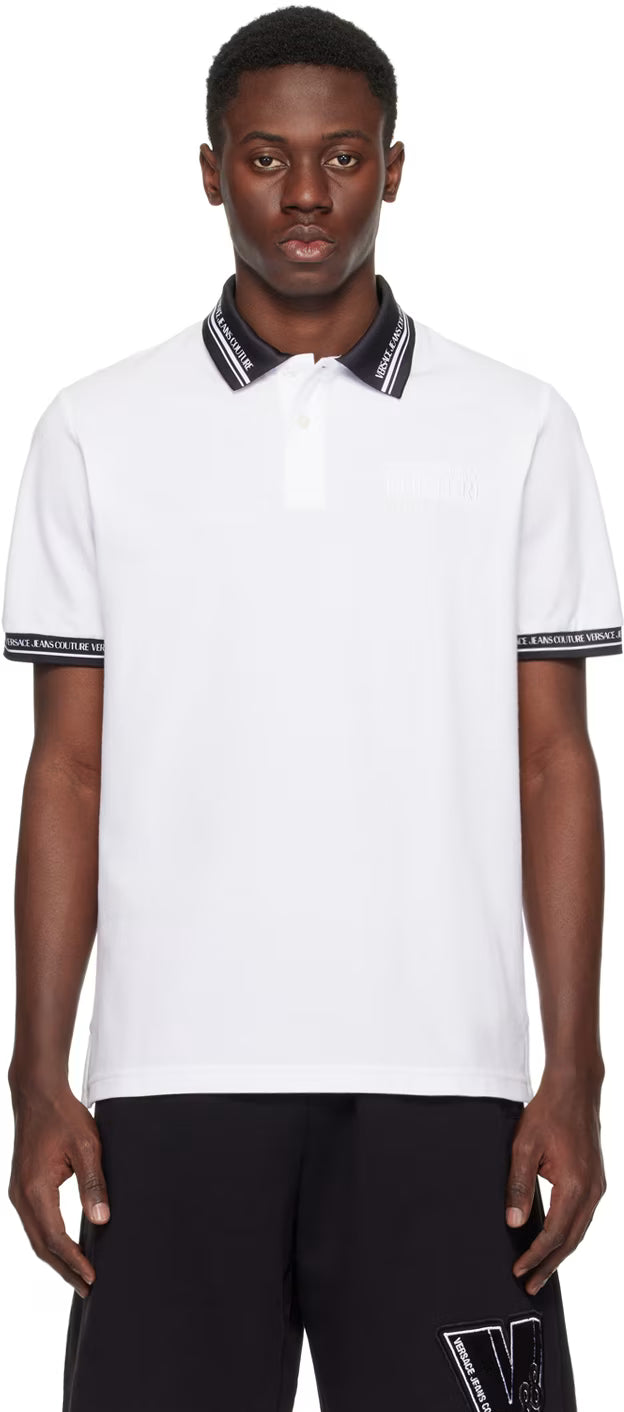 White Printed Polo
