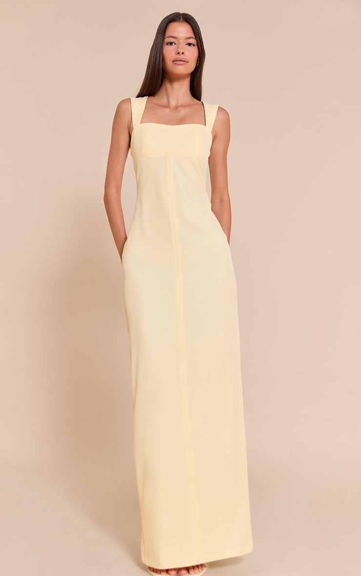 Butter Yellow Tailored Woven Strappy Maxi Dress
