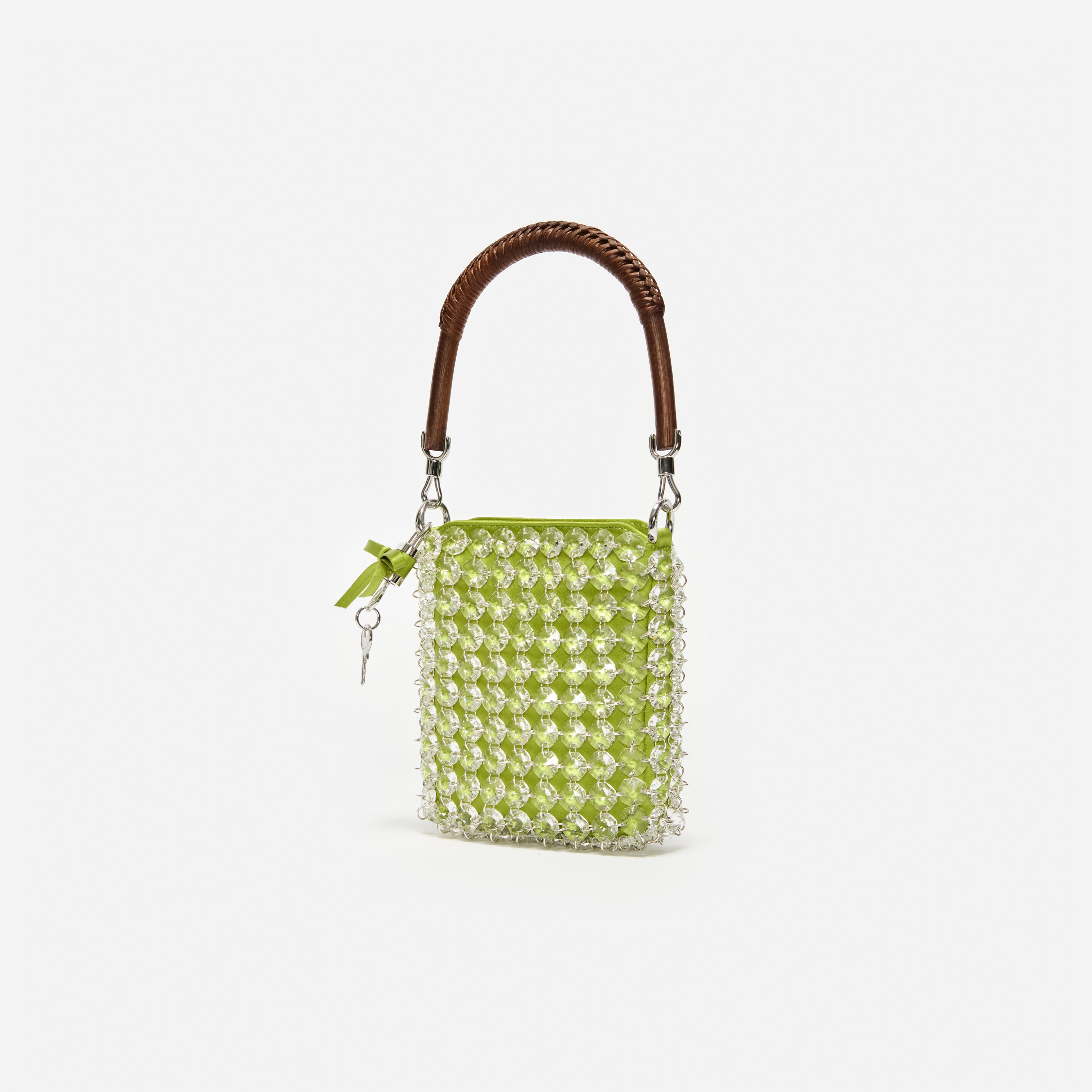 Green Crystal Chain Mini Tote Bag