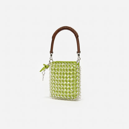 Green Crystal Chain Mini Tote Bag