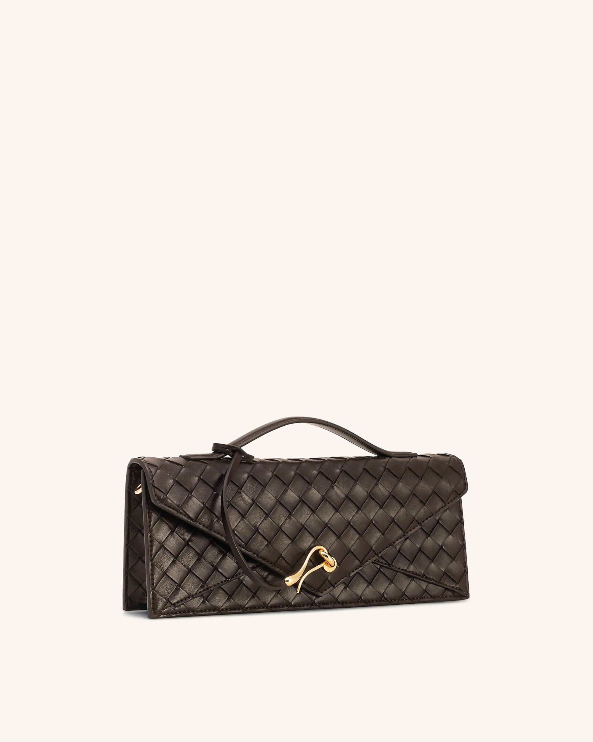 Celeste Woven Textured Envelope Top Handle Bag - Yellow
