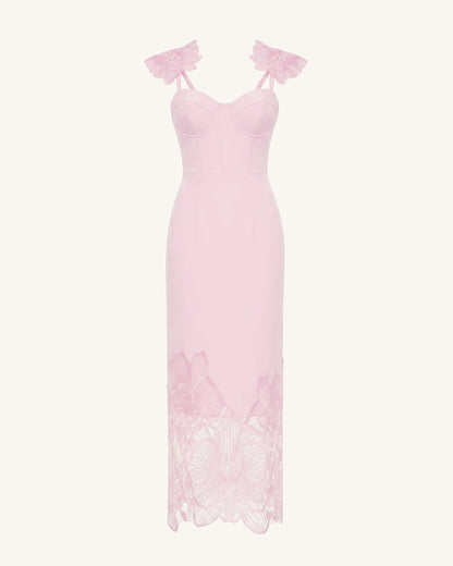 Orchid Embroidered Corset Dress - Dusty Rose