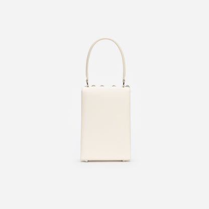 Cream Satin Crystal Mini Bow Bag