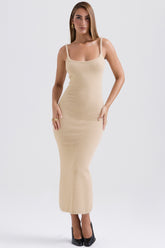 Beige soft fluffy knit maxi dress