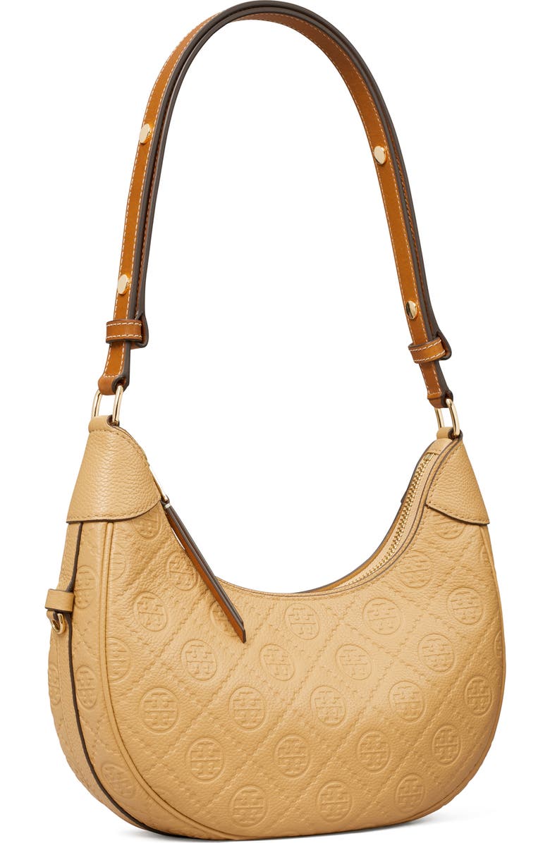 T-Monogram Embossed Crescent Shoulder Bag