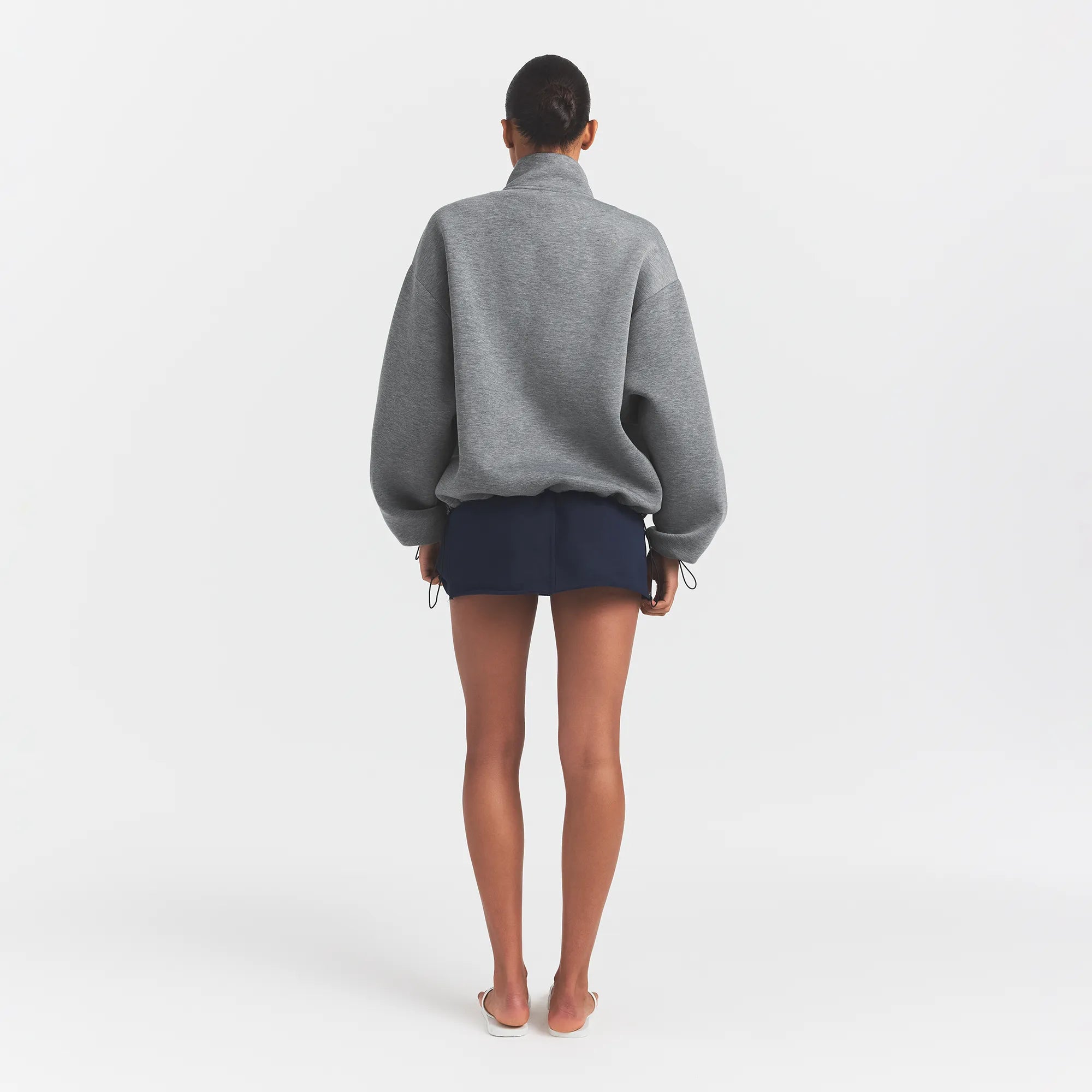 Neoprene Outerwear Oversized Mock Neck Jacket