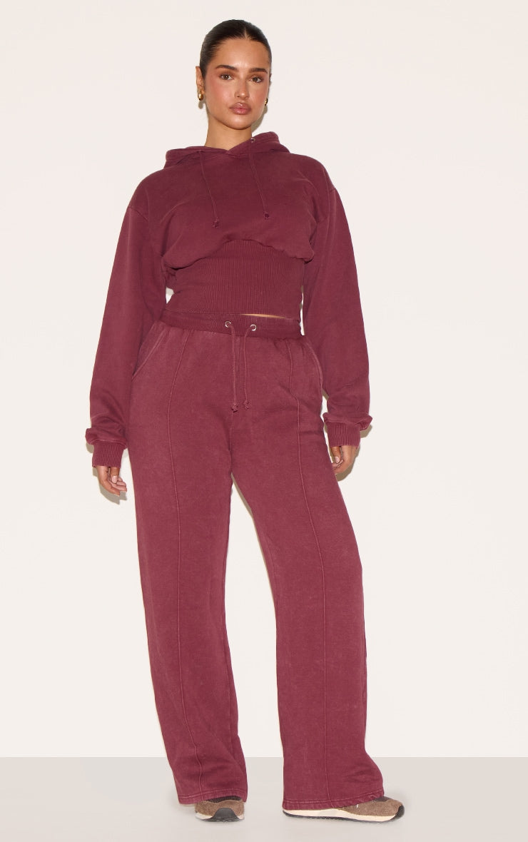 Shape Wine Sweat Seam Detail Wide Leg Joggers