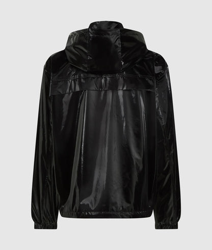 Shiny hooded bomber jacket