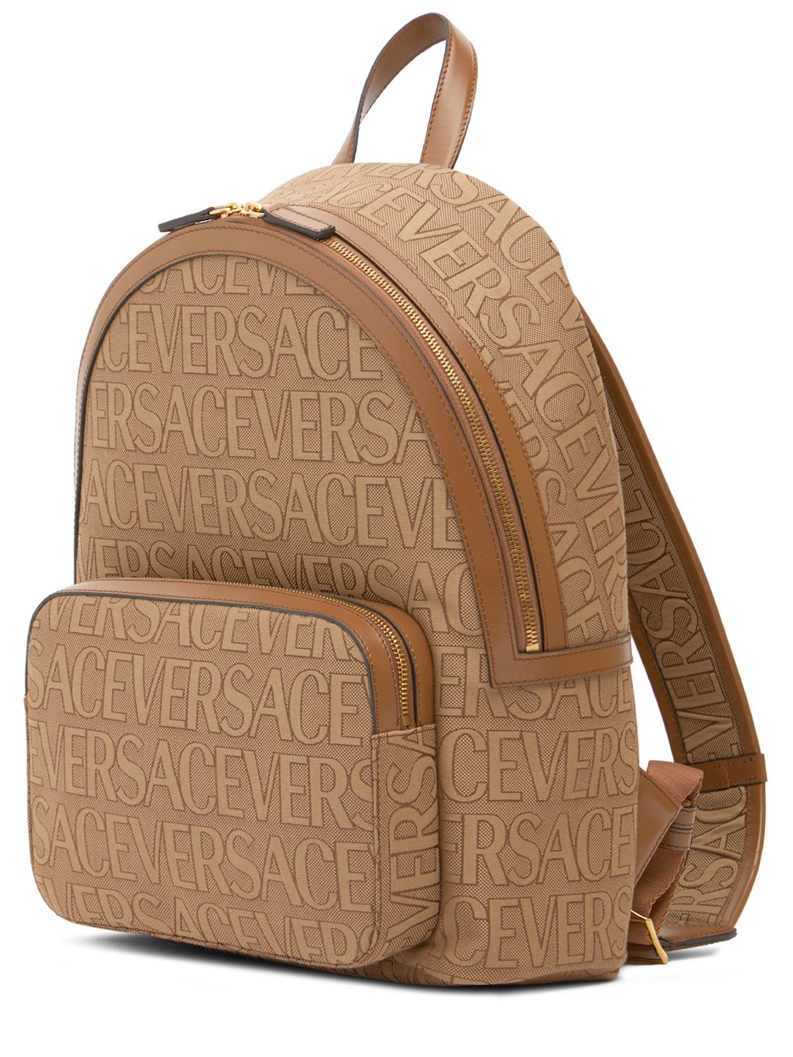 Versace Versace Logo fabric & leather backpack - Backpacks | Shop From The Mirage