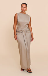 Shape Grey Woven Pleat Waist Maxi Dress