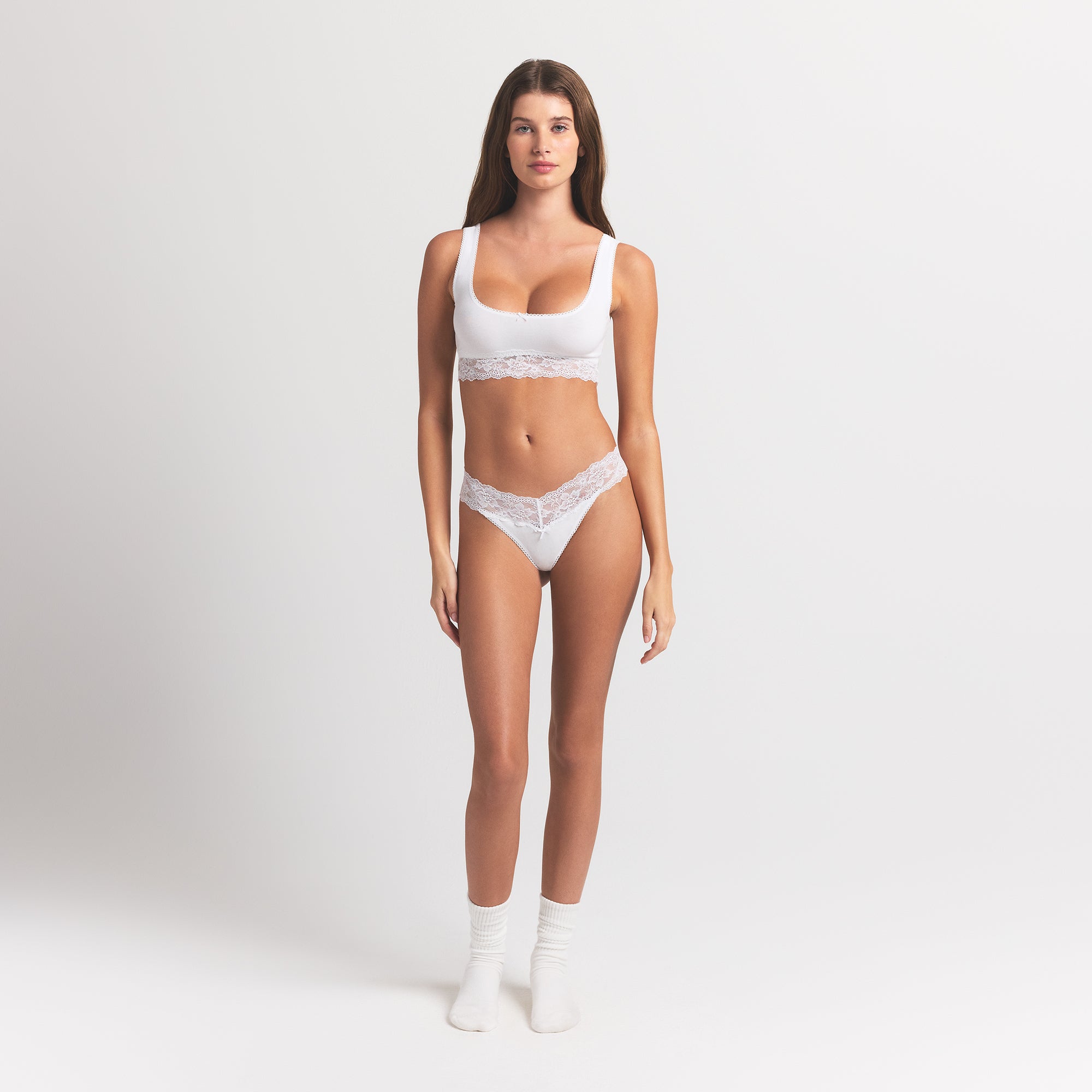 Lightweight Cotton Wide Lace Thong