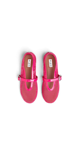 Alaïa Fuschia BALLET FLATS IN FISHNET