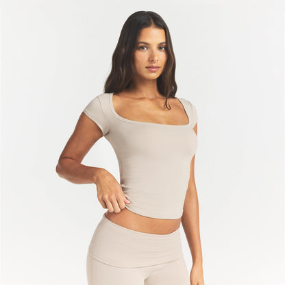 Cotton Jersey Scoop Neck T-shirt