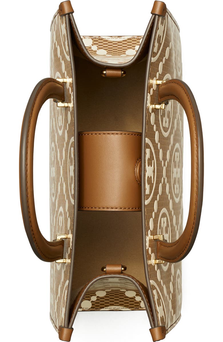 T Monogram Embossed Textured Leather Tote