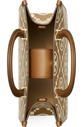 T Monogram Embossed Textured Leather Tote