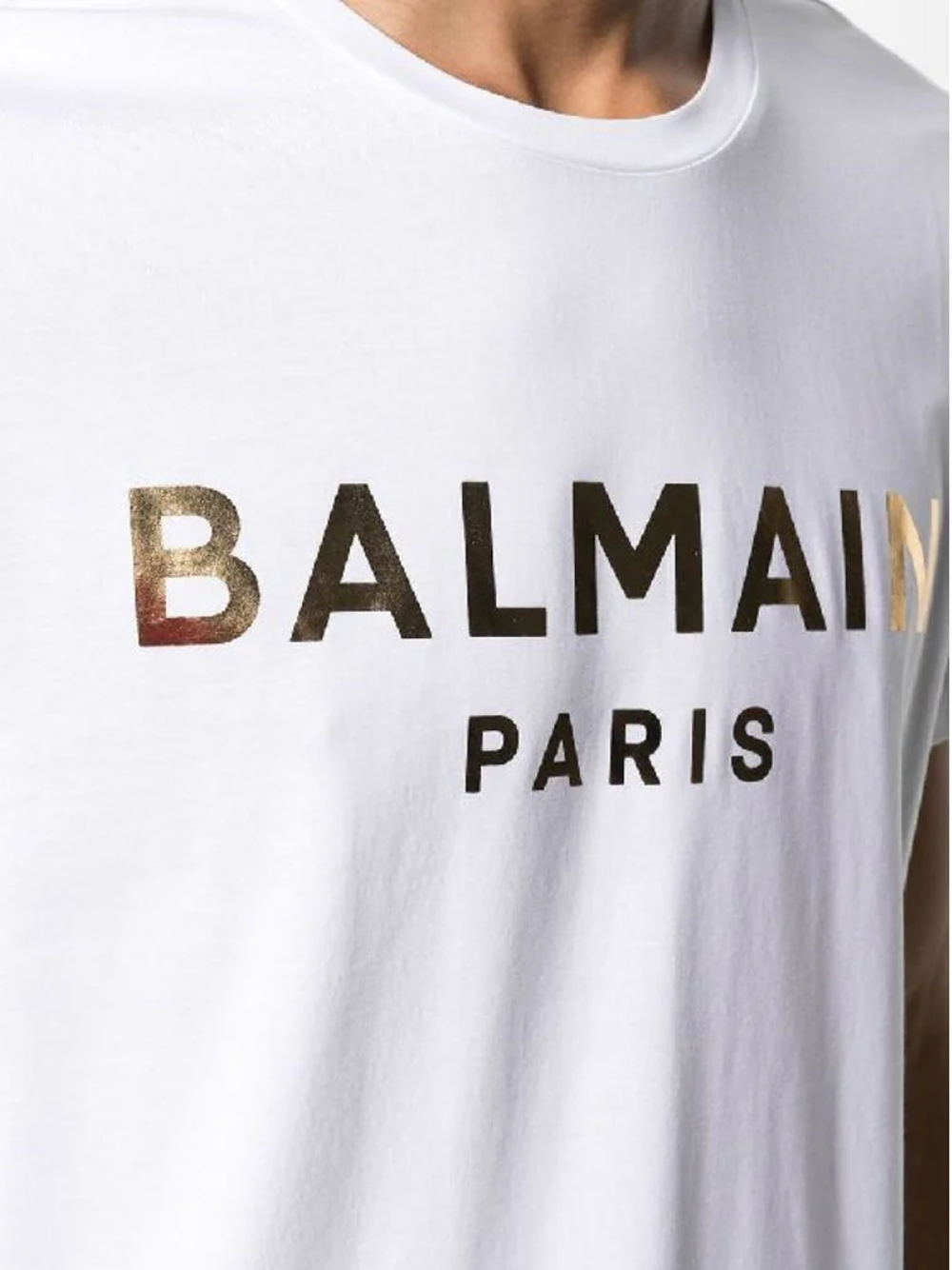 Balmain Paris Gold Foil White T-Shirt