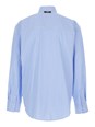 Msgm Light Blue Shirt with All-Over Striped Motif and Logo on the Front in Cotton Man