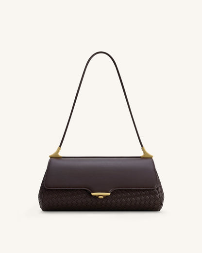 Eloise Woven Shoulder Bag - Dark Brown