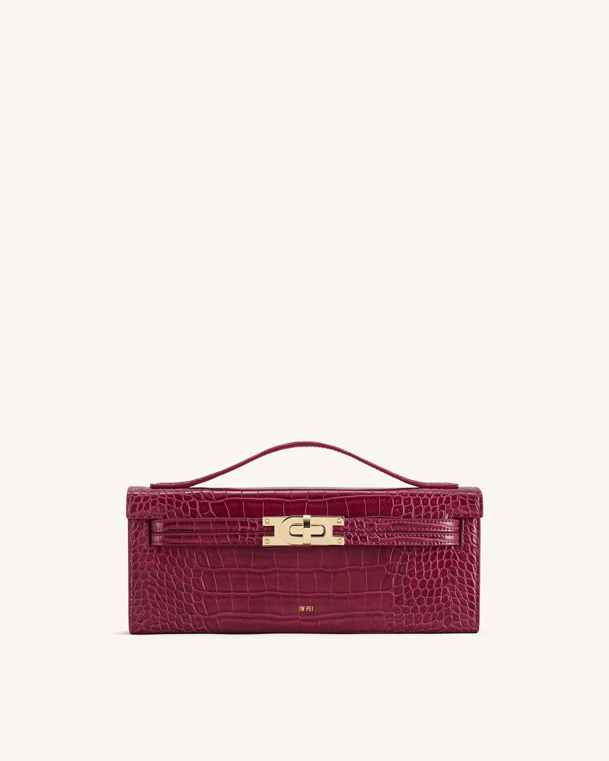 Bria Structured Top Handle Bag - Burgundy Croc
