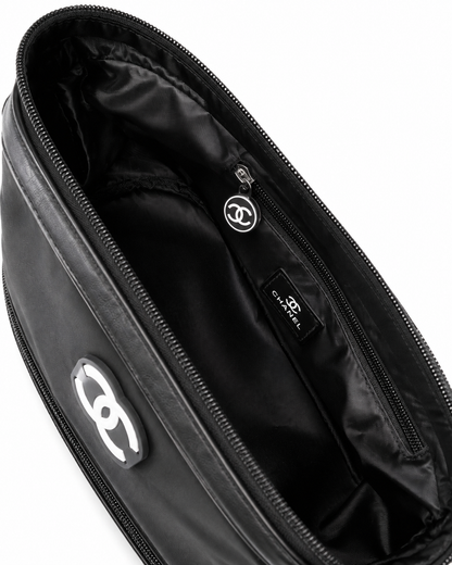 CHANEL Beauty VIP Gift Black Toiletry Bag Wet Dry Zip Travel Cosmetic Pouch