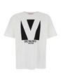 Valentino 'Chez' White Crewneck T-Shirt with Maxi Logo Print on the Front in Cotton Man