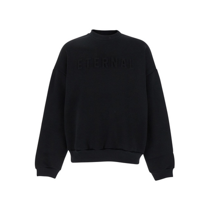 Fear of god Black Crewneck Sweater with Tonal Logo Lettering Embroidery on the Front in Cotton Blend Man