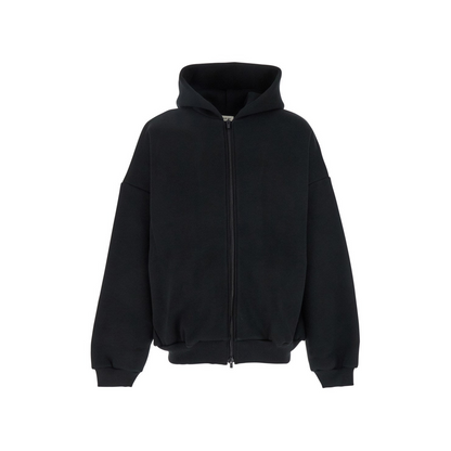 Fear of god Black Hoodie with Zip Closure and Eternal Writing on the Back in Cotton Blend Man
