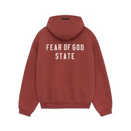 Fear of God Essentials Heavy Fleece Fullzip Hoodie Crimson