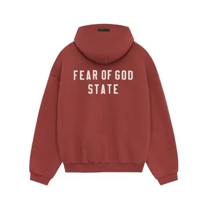 Fear of God Essentials Heavy Fleece Fullzip Hoodie Crimson