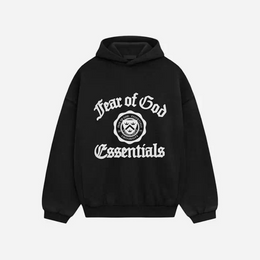 Fear of God Essentials Heavy Fleece Vintage Shrunken HoodieBlack