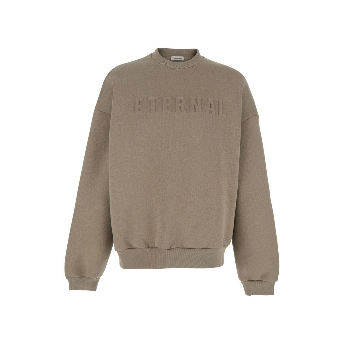 Fear of god 'Eternal Beige Crewneck T-Shirt with Dropped Shoulders and Tonal Embroidery on the Front in Cotton Blend Man