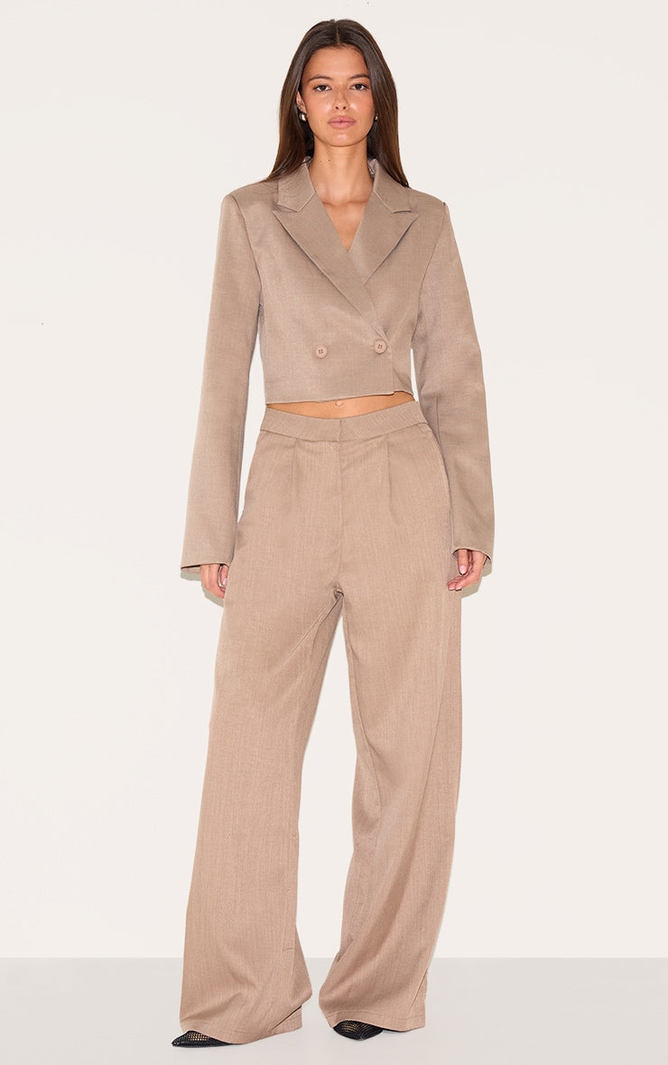 Mushroom Tailored Woven Wide Leg Trousers