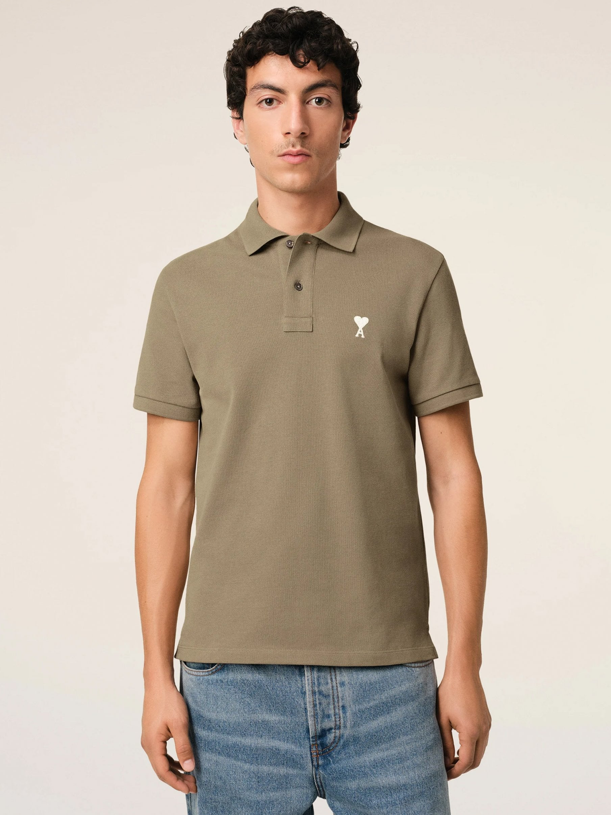 AMI Paris 'Ami De Coeur' Polo Shirt in Green