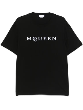 Alexander McQueen Flocked Logo T-Shirt in Black