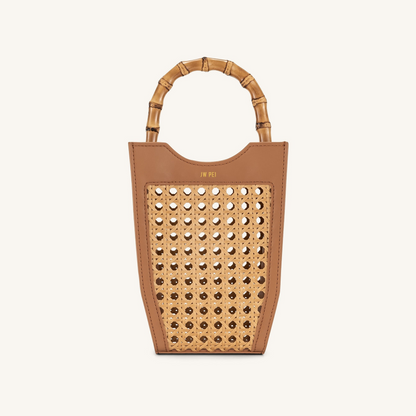 FEI Faux Bamboo Woven Phone Bag - Brown