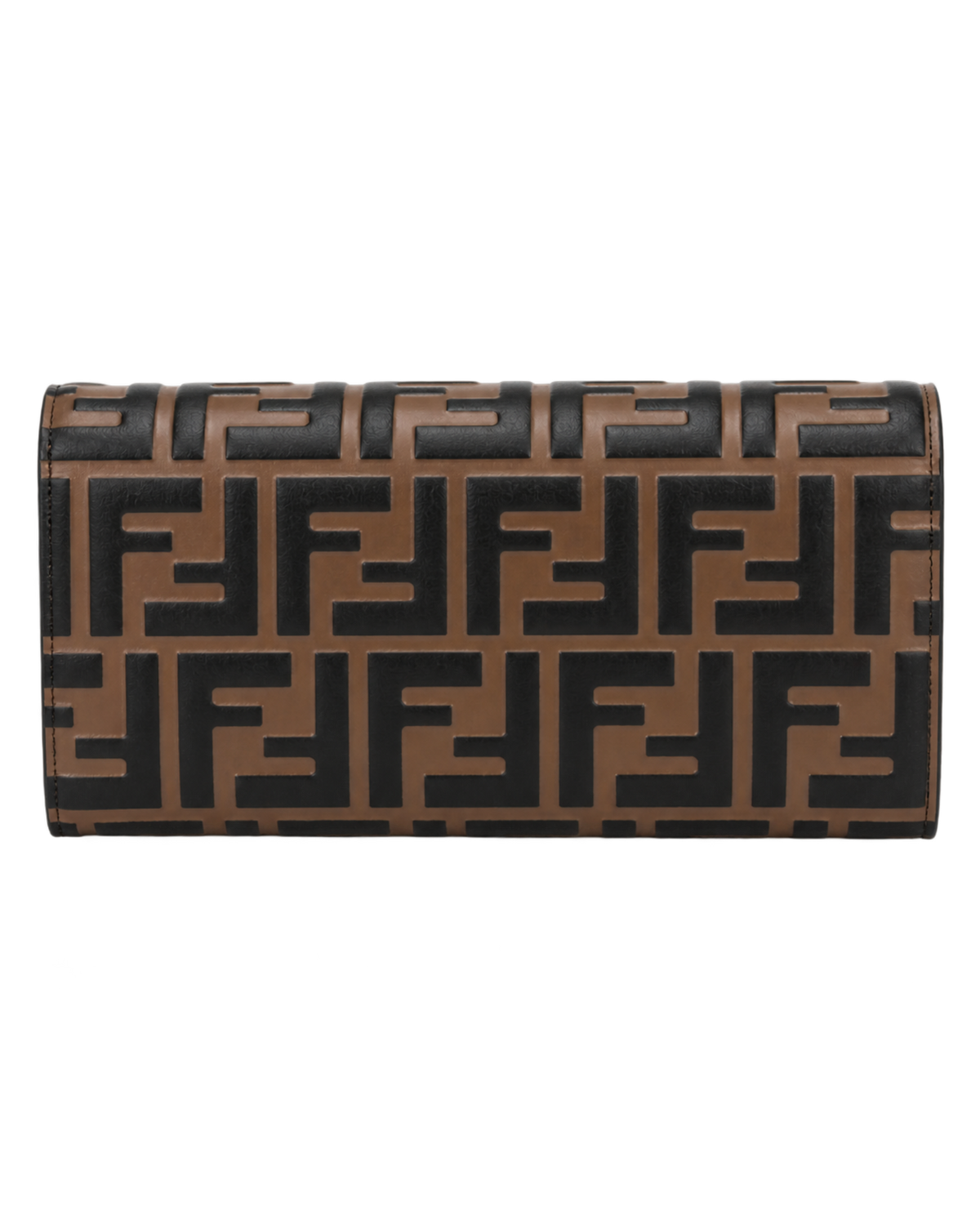 Fendi Black & Brown Zucca-Embossed Leather Continental Wallet