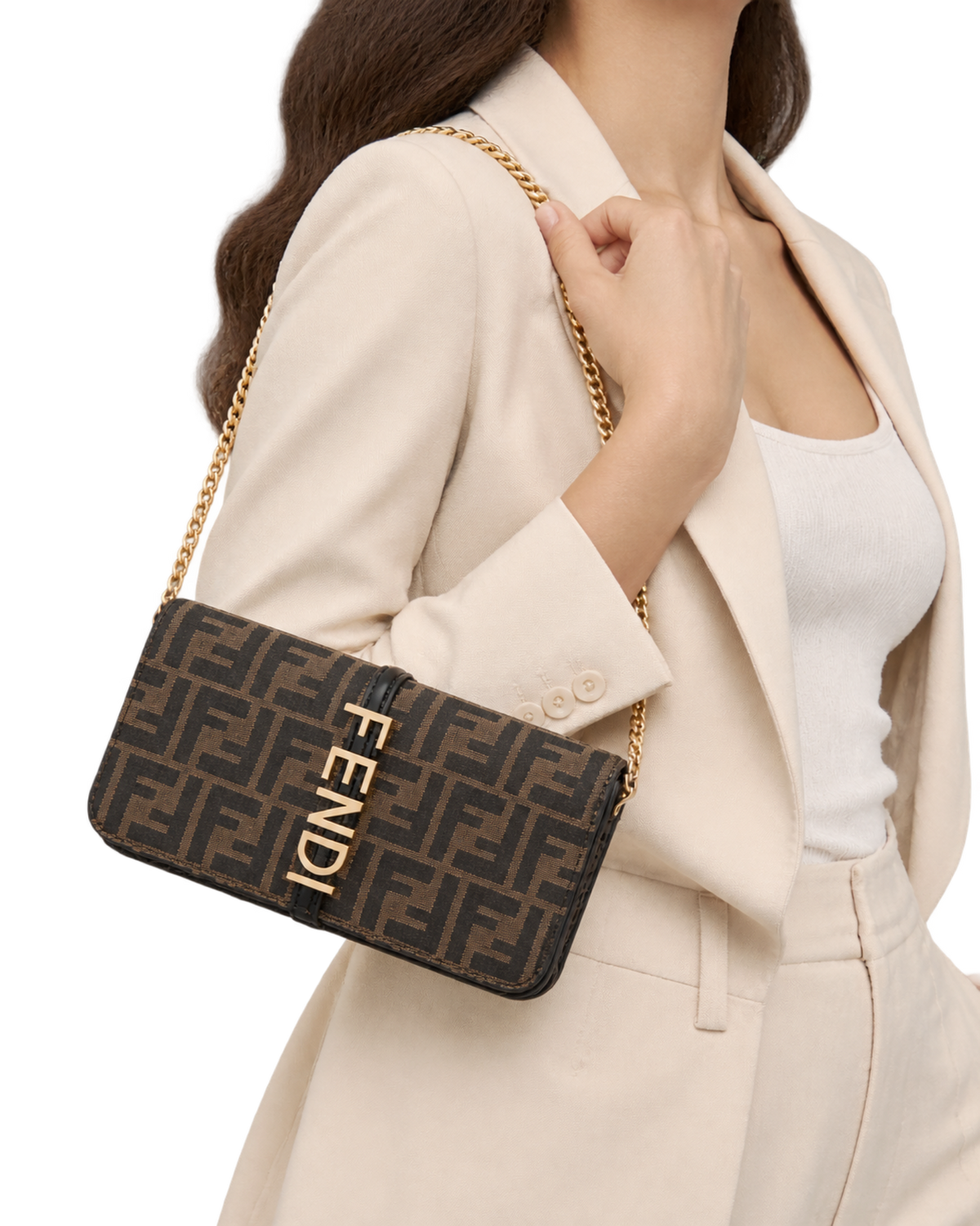 Fendi Fendigraphy jacquard chain wallet
