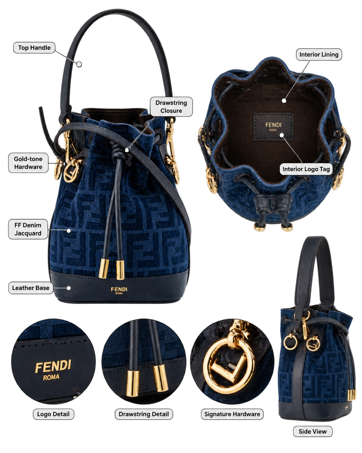 Fendi Mon Tresor Mini Bucket Bag in Denim